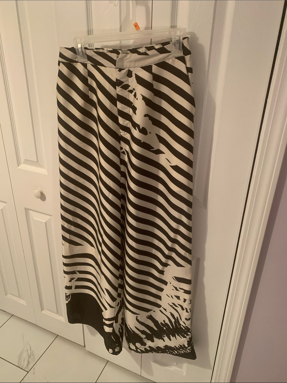 Black & White Striped Wide-Leg Pants